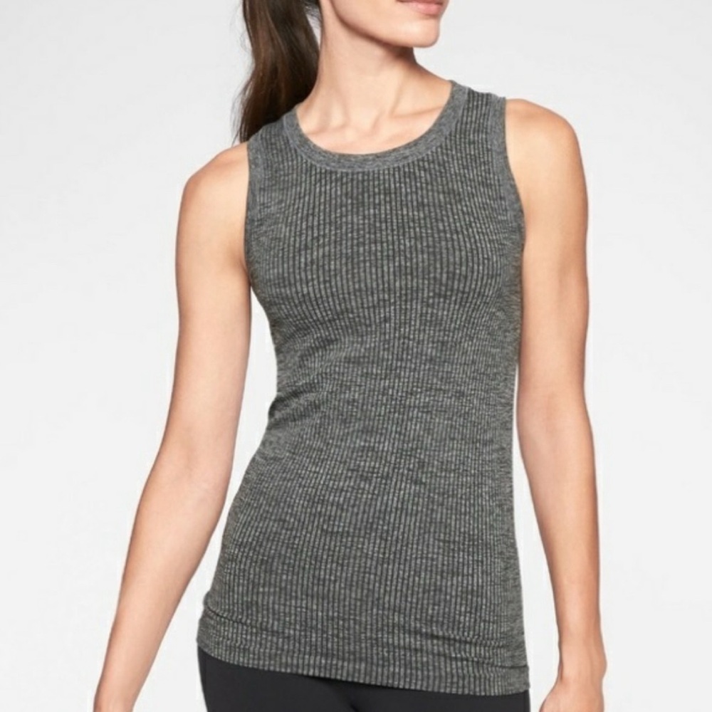 Athleta Renew Seamless Ribbed Tank Sz Small Charcoal Heather Gray